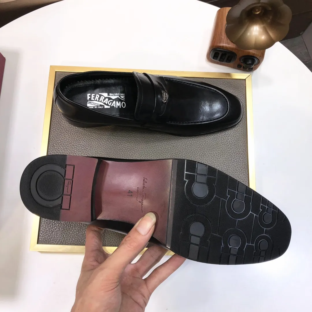 Men's shoes 💰500💰 [Ferragamo/Ferragamo] The latest model in the counter. Original imported high-quality cowhide with open sides + imported 🐂 water-dyed cowhide lining + original luxury metal buckle + original combination outsole. Comparison without pressure 38--45 (45 is custom-made and cannot be returned or exchanged)